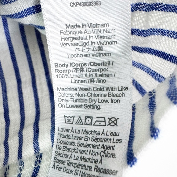 Madewell 100% Linen Scoopneck Stripe Crop Tank in Bluestone Size M - Picture 11 of 12